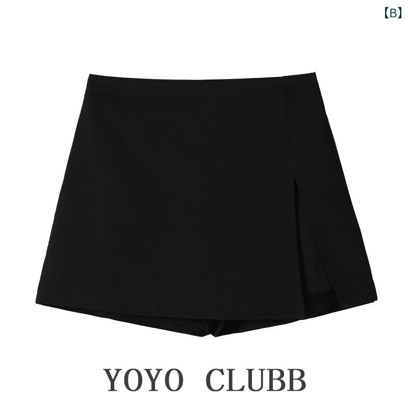 レディース　スカート　かわいい YOYOCLUBB 春の おしゃれ ガール ハイウエスト スリム スプリット aライン スーツ ショート パンツ スカート
