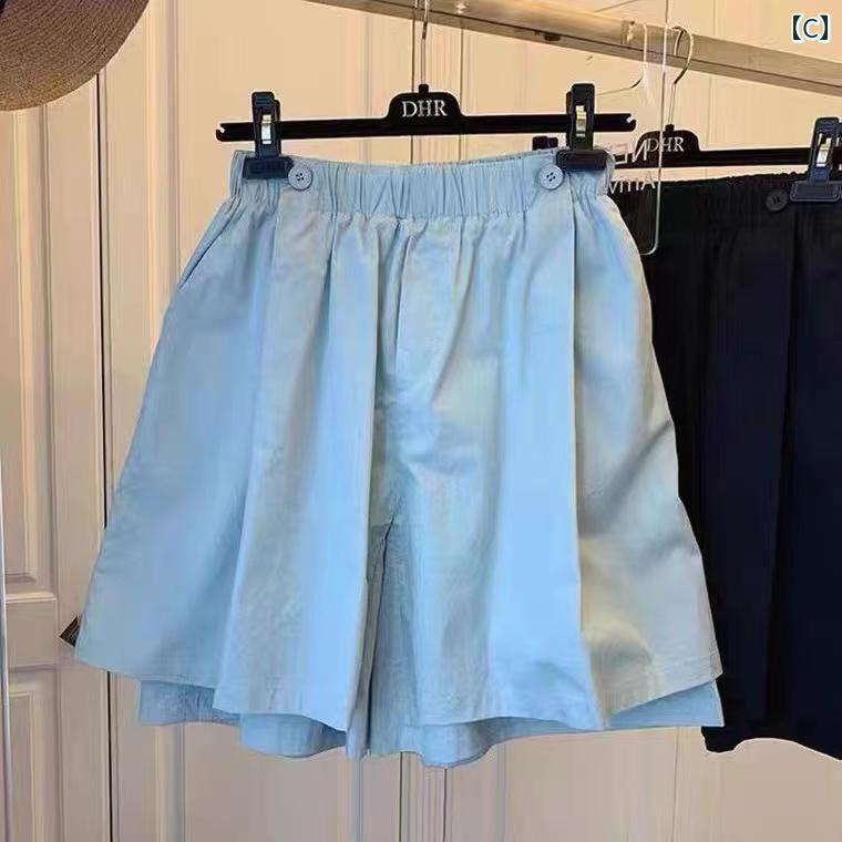 レディース　スカート　かわいい 婦人服 カット ラベル カウンター 撤退 二 重 スカート パンツ ショート カジュアル 体型カバー ワイド レッグ