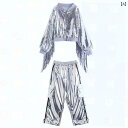 子供服 ダンス ヒップホップ 明るい シルバーの ゆったりした ヒップ ホップ スーツ ストリート ダンス パフォーマンス 服 メンズ レディースの ジャケット...
