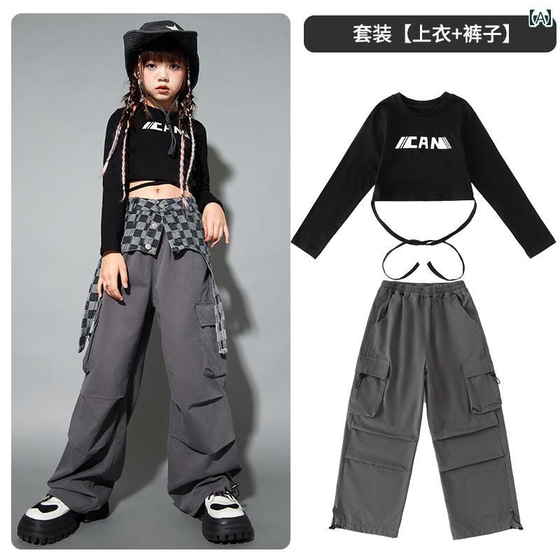 ストリート　子供　ダンス 女の子 ジャズ ダンス 衣装 子供用 ヒップ ホップ ストリート 秋 キャットウ..