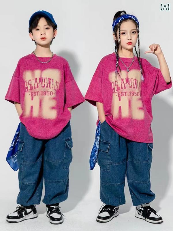 ストリート　子供　ダンス 子供用 ストリート ダンスな 服 ヒップ ホップ スタイル スーツ グループ パフォーマンス ジャズ ダンス トレーニング