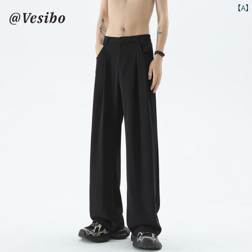 ストレート ジーンズ パンツ アメリカン 黒の スーツ パンツ メンズ 夏の クリーン フィット ドレープ レトロ ストレート カジュアル ストレート ジーンズ パンツ アメリカン 黒の スーツ パンツ メンズ 夏の クリーン フィット ドレープ レトロ ストレート カジュアル