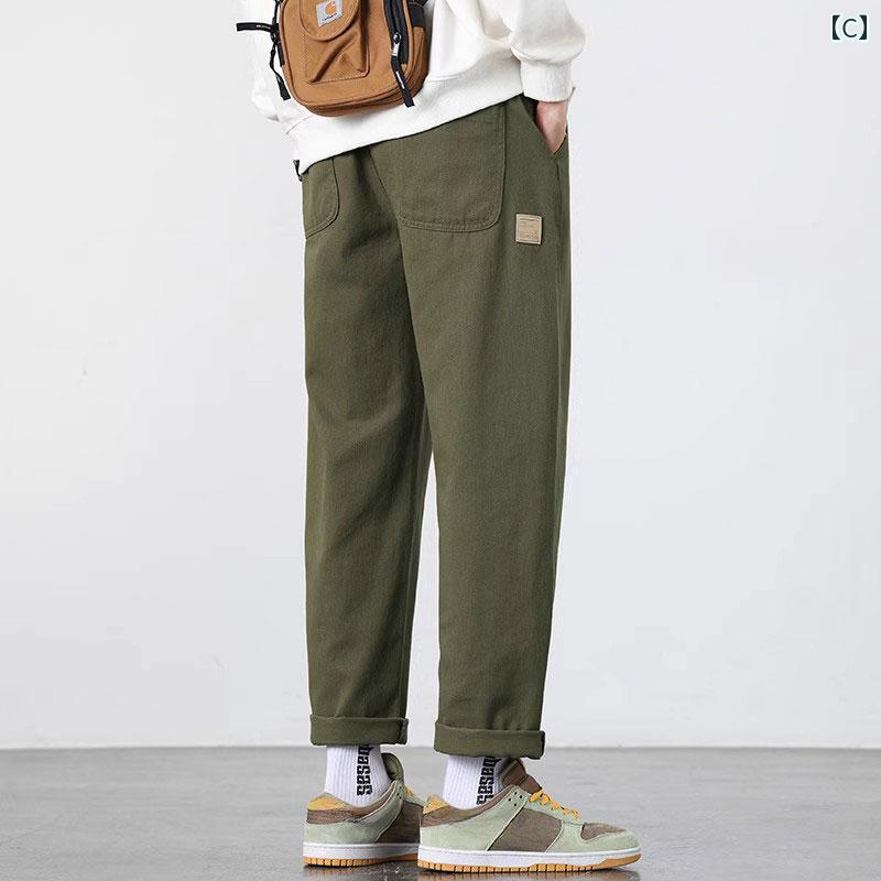 メンズ　ズボン　カジュアルパンツ 戦士 コットン オーバー オール メンズ 春秋 ストレート 2025 ワイド レッグ カジュアル パンツ