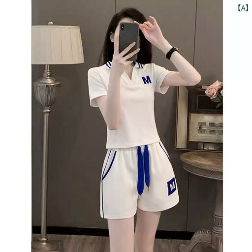 半袖 上下 レディース 夏の 女性用 ファッション スポーツ スーツ 年齢を 感じさせにくい ポロシャツ 半袖と ショート パンツ ランニング用の 小さい カジュアル ツーピース 半袖 上下 レディース 夏の 女性用 ファッション スポーツ スーツ 年齢を 感じさせにくい ポロシャツ 半袖と ショート パンツ ランニング用の 小さい カジュアル ツーピース