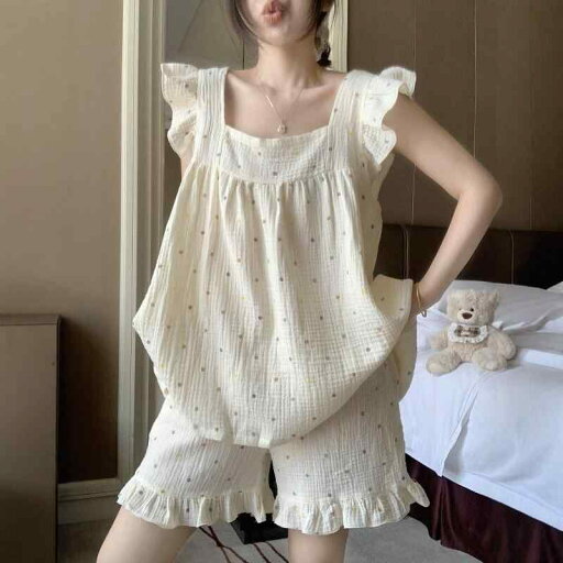 レディース シャツ カジュアル カラフルな ドットの 綿糸 パジャマ セット 女の子 夏用 大きいサイズ 綿 ホーム 服 2025年 レディース シャツ カジュアル カラフルな ドットの 綿糸 パジャマ セット 女の子 夏用 大きいサイズ 綿 ホーム 服 2025年