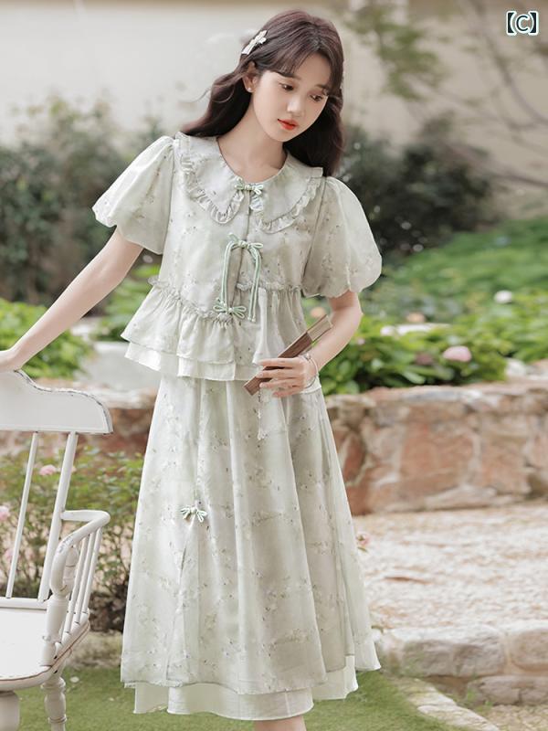 大きめ サイズ レディース 綿の ドレスの 夏 ゆったり 太った MM ママ ドレス シャツ スカート お腹を カバー カジュアル 中年 プリント