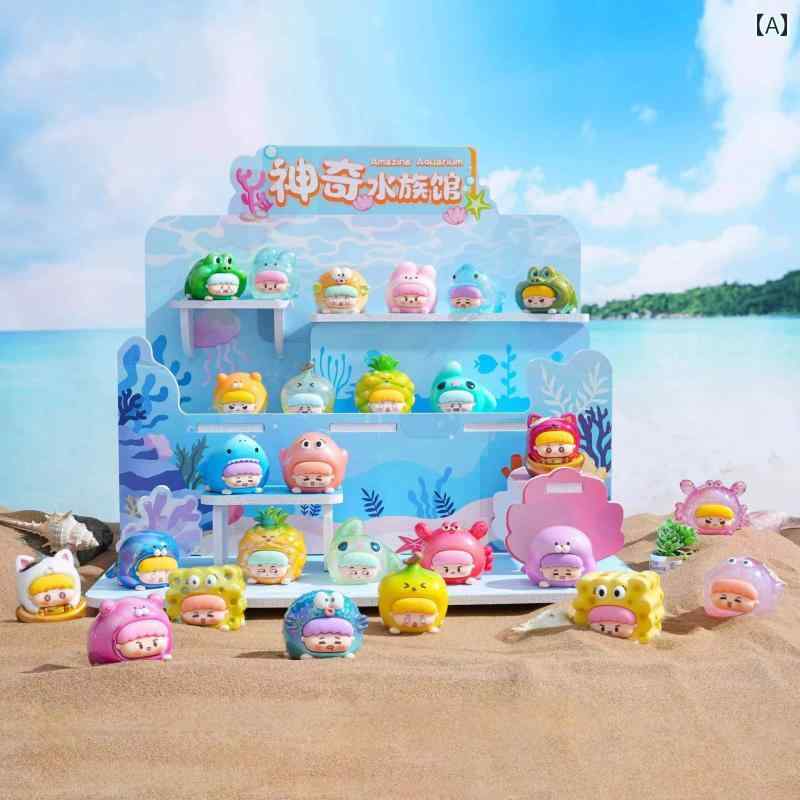 水槽　おもちゃ　フィギュア 番号 付き マジカル アクアリウム ブラインド ボックス 大きい かわいい 木目 バッグ オーナメントな おもちゃ 人形 子供の 日 ギフト