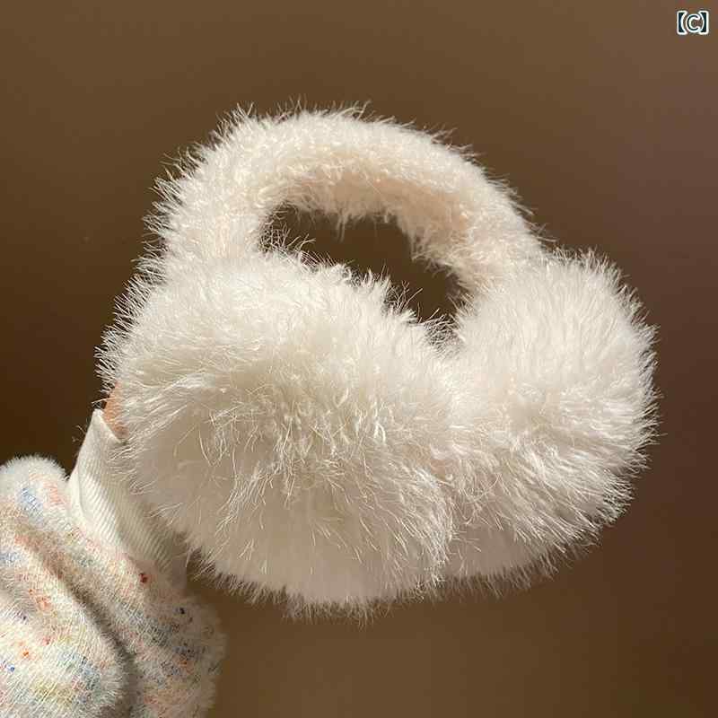 耳あて　防音　おしゃれ 女性用 イエロー プラッシュ イヤーマフ 2024秋冬 ふわふわ 厚手 暖かい 乗馬 学生用