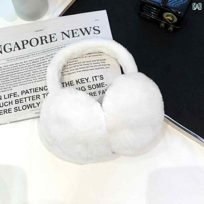 耳あて　イヤーマフ　かわいい 冬用 女性用 ホワイト プラッシュ イヤーマフ かわいい 暖かい 耳 保護 ..