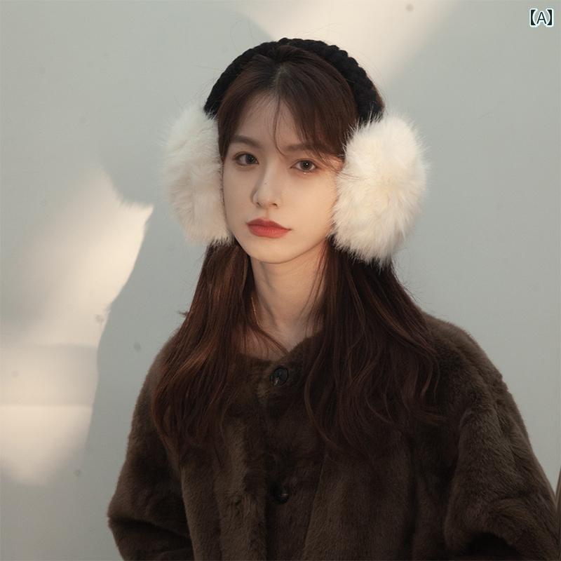 耳あて　イヤーマフ　かわいい 女性用 ふわふわ イヤーマフ 秋冬 2024年 暖かい イヤー バッグ ウール ..