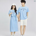 カップル ユニセックス ウェア カップルの 服装 2025 夏服 1つの スカート コート 高級 スーツ 半袖 Tシャツ ツーピース メンズ レディースのの 夏