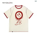 カップル ユニセックス ウェア Tryforlove カップルの 夏の カラーマッチング プリント 半袖 Tシャツ メンズ レディース 20251 長袖と 1短...