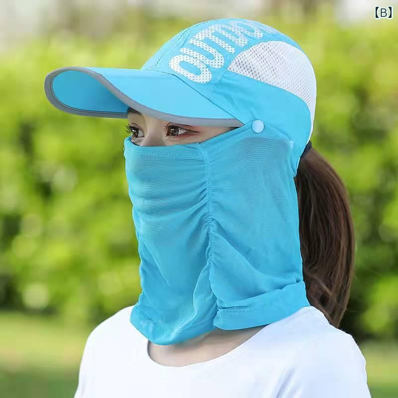 カップル　ユニセックス　ウェア 夏 用 冷感 サンハット アウトドア用 折りたたみ ダックビル キャップ 日焼け防止 オール イン ワン ユニセックス UV カット