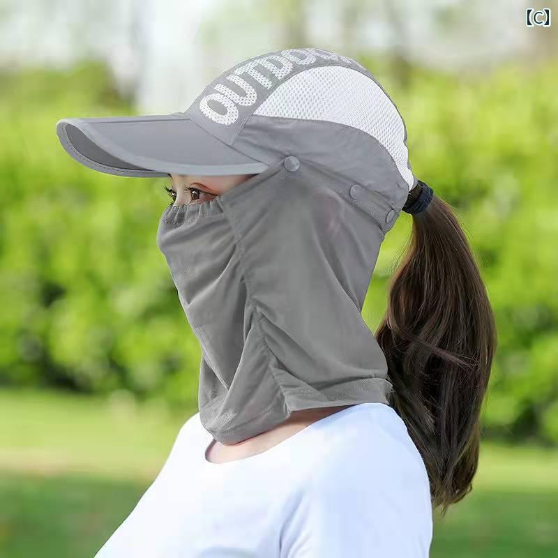 カップル　ユニセックス　ウェア 夏 用 冷感 サンハット アウトドア用 折りたたみ ダックビル キャップ 日焼け防止 オール イン ワン ユニセックス UV カット