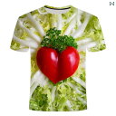 カップル ユニセックス ウェア 夏の Tシャツ フルーツ 野菜 ペッパー イン パターン 3 D プリント 半袖 メンズ レディース 同じ スタイル カジュアル...