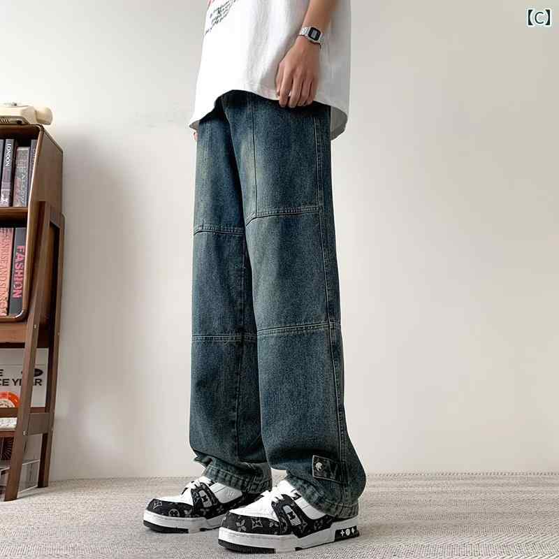 デニム　ジーンズ　レディース アメリカン 破れた ジーンズ メンズ 夏の新 スタイル 冷感 ストレート ストリート スリムフィットな カジュアル パンツ