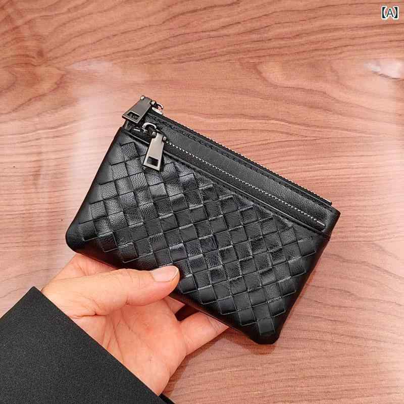 多機能 キー バッグ 革 編み込み小銭入れ年 レディース ミニキーホルダー リップスティック カードホル..