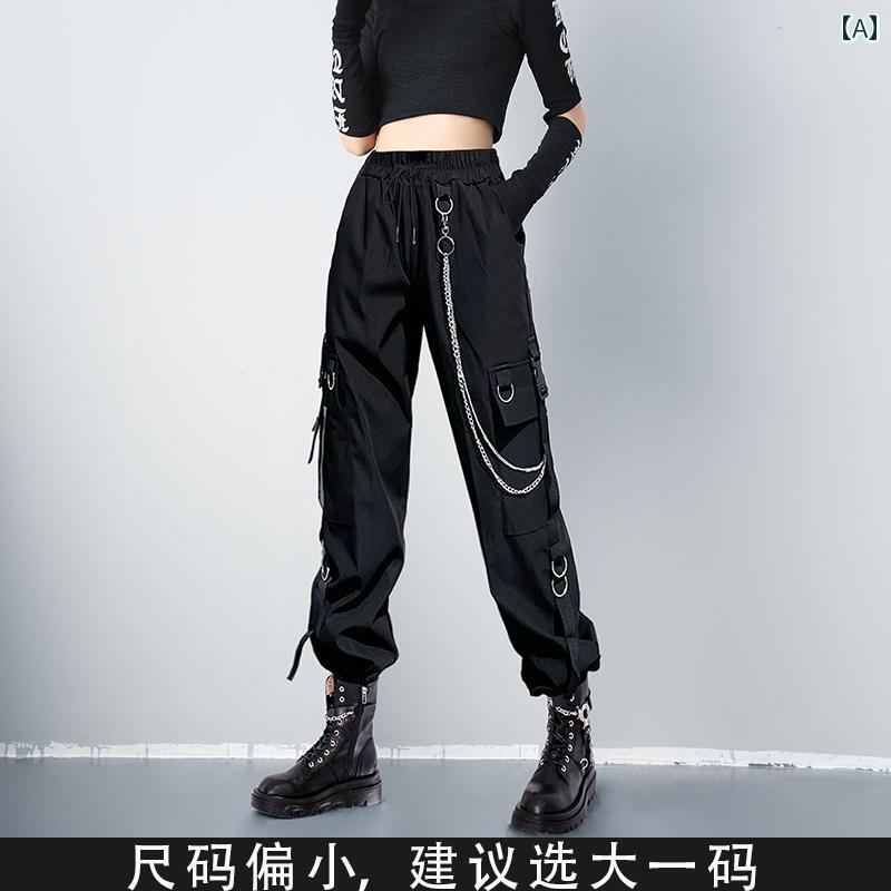 ワイド　カーゴ　パンツ　レディース 黒の アンクレット 爆発的な ストリート チェーン ヒップ ホップ..