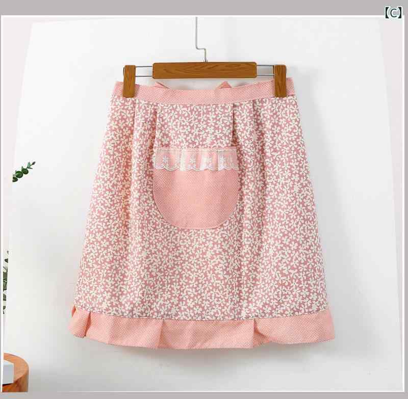 エプロン　おしゃれ　ママ 韓国 花柄 綿 麻 ハーフ エプロン ホーム キッチン ファッション ウエスト 二 重層 防水 男女兼用 作業着