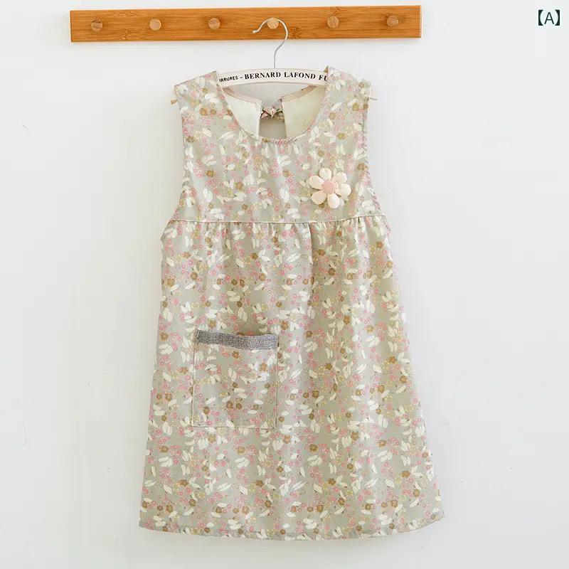 エプロン おしゃれ ママ キッチン 調理用 エプロン 家庭用 コットン スモック ノースリーブ ウエスト コート スタイル レディース 美しい ファッション リ...