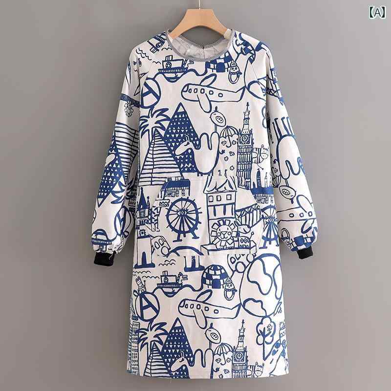 エプロン　レディース　おしゃれ ファッション キャンバス キッチン 調理 エプロン 家庭用 長袖 通気性..