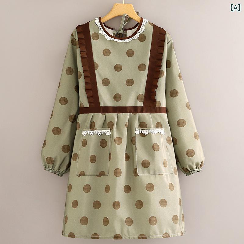 エプロン　レディース　おしゃれ 江 燕同 型 キッチン グッズ キャンバス スモック レディース 長袖 エプロン 通気性 ホーム クッキング 耐摩耗 作業着