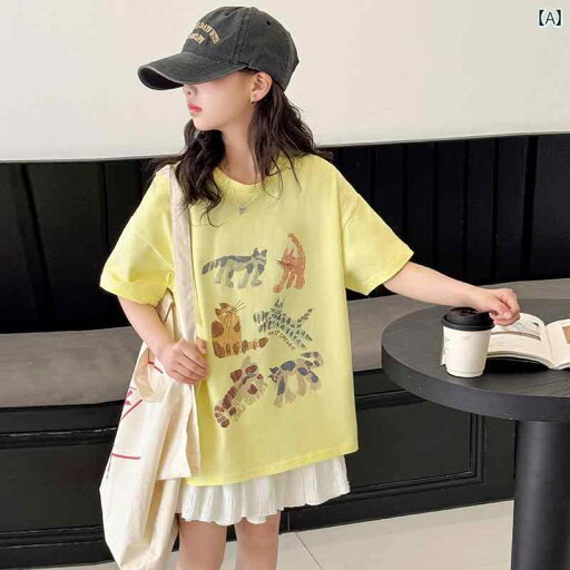 デニム ワンピース レディース 女の子 夏 半袖 Tシャツと スカート 2025 デニムパンツ 洋風 スタイル 中型と 大型の 子供用 ツーピース スーツ デニム ワンピース レディース 女の子 夏 半袖 Tシャツと スカート 2025 デニムパンツ 洋風 スタイル 中型と 大型の 子供用 ツーピース スーツ