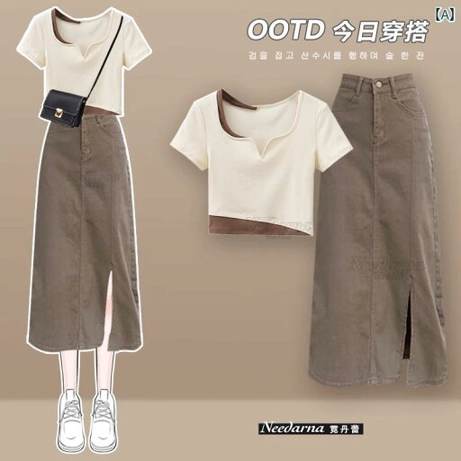 デニム ドレス レディース マイ ラールは 夏に レディース デニムスカートを 着用 し 背の 低い ホット ガールの ドレス スーツ スカートの 完全な セットを しています デニム ドレス レディース マイ ラールは 夏に レディース デニムスカートを 着用 し 背の 低い ホット ガールの ドレス スーツ スカートの 完全な セットを しています
