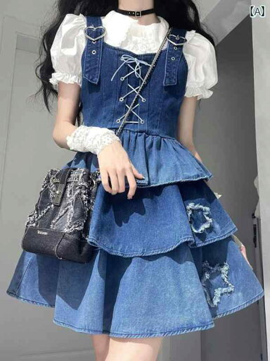 デニム スカート レディース ホット ガール ブルーデニム サスペンダー ドレス 女性 2025 夏 ティアードスカート チュチュ スカート デニム スカート レディース ホット ガール ブルーデニム サスペンダー ドレス 女性 2025 夏 ティアードスカート チュチュ スカート
