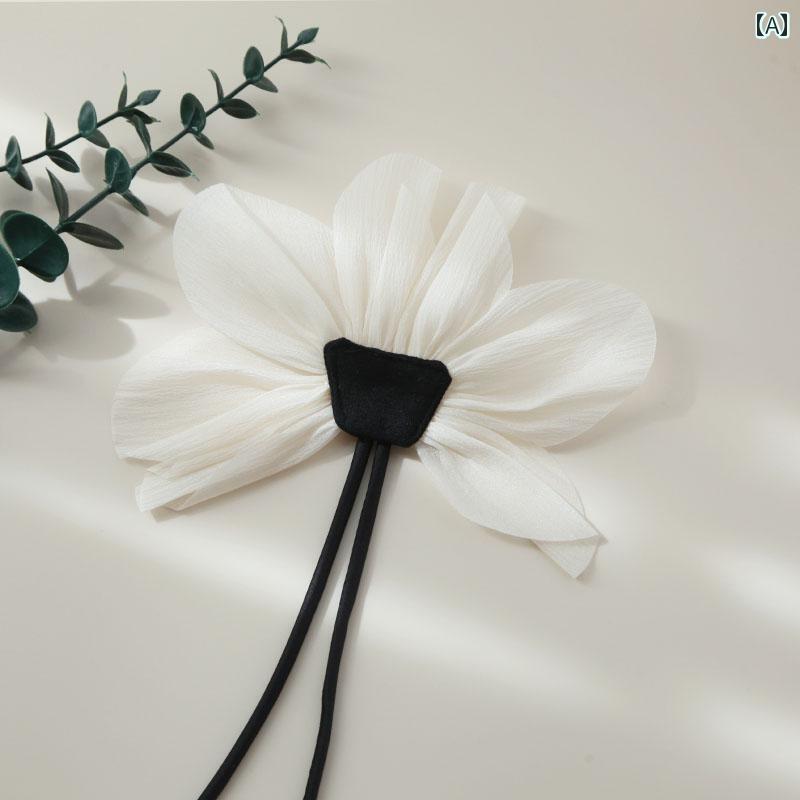 アクセサリー　シュシュ　ピン 立体 メッシュ フラワー 生地 ブローチ 不規則な 蓮の葉の 長い ロープ リボン 布 パッチ 服 靴 帽子 アクセサリー