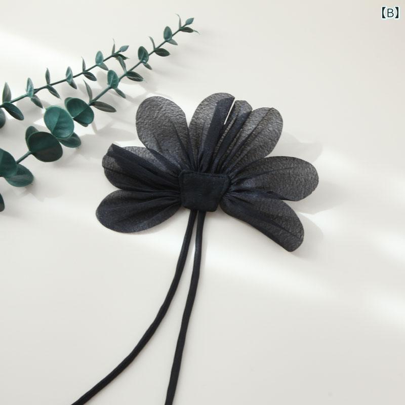 リバーパディのアクセサリー　シュシュ　ピン 立体 メッシュ フラワー 生地 ブローチ 不規則な 蓮の葉の 長い ロープ リボン 布 パッチ 服 靴 帽子 アクセサリー｜アングル2