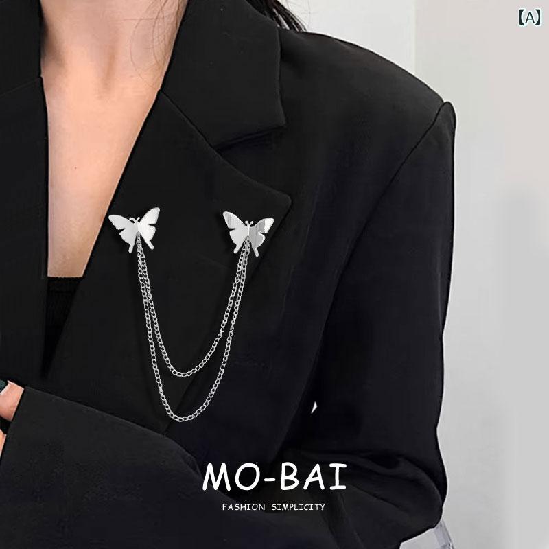 アクセサリー　ピン　ヘア ダブル バタフライ チェーン スーツ ブローチ シンプル タッセル ピン 衣類 ..