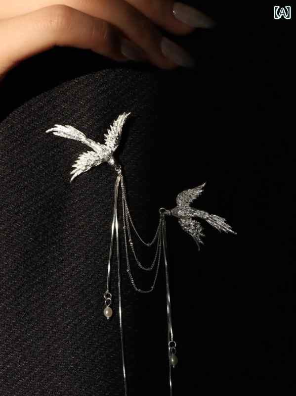 アクセサリー　ピン　ヘア レディース 愛を 抱く 鳩の ブローチ チャイナ ドレス プレス ダウン スーツ アクセサリー チャイナ風 鳳凰を 求める 鳳凰 タッセル フェイク パールの