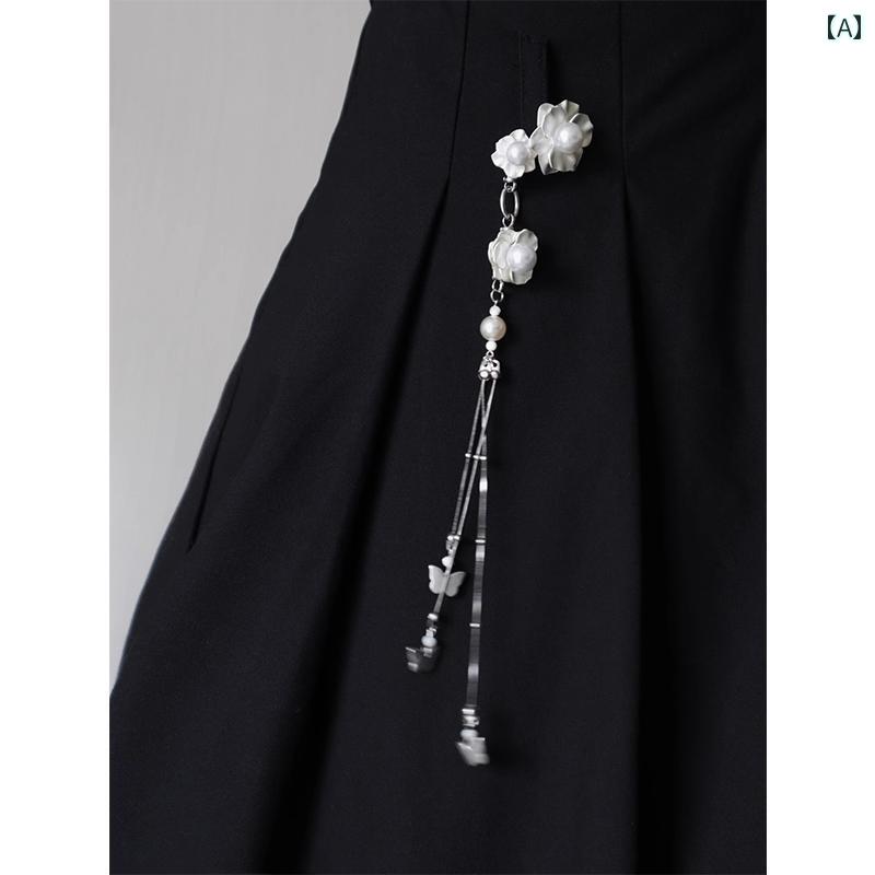 アクセサリー タッセル ピン 中国 椿と 蝶の タッセル ブローチ レディース レトロ 衣装 チャイナ ドレス スーツ パンツ チェーン スカート ウエスト ロング ピン