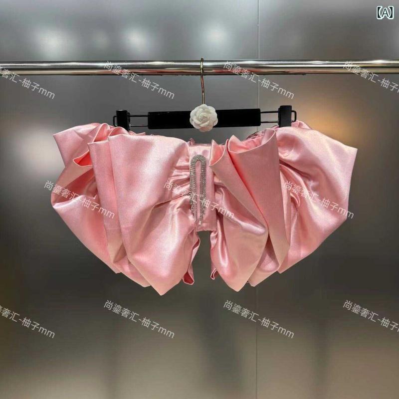 アクセサリー　タッセル　ピン Yuzi MM 2025 夏 立体 ビッグ リボン ラインストーン タッセル ピン 装飾 ハイエンド キャットウォーク スタイル チューブ トップ