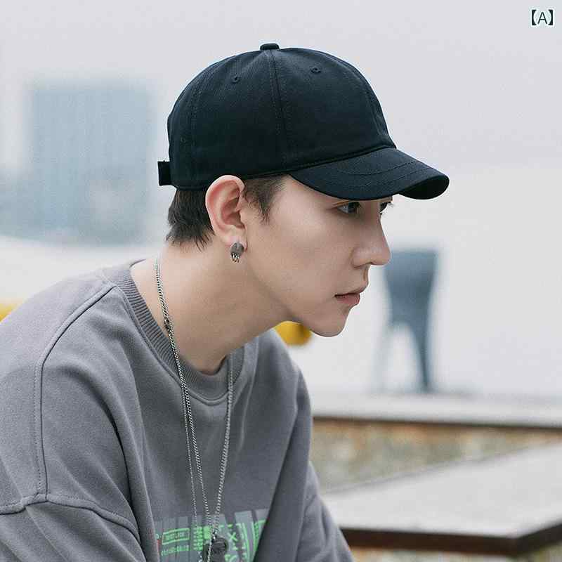 メンズ　帽子　キャップ つばの 短い 帽子 メンズ 夏用 ダックビル キャップ 日焼け防止 カジュアル 通気性 万能 サンバイザー 野球帽