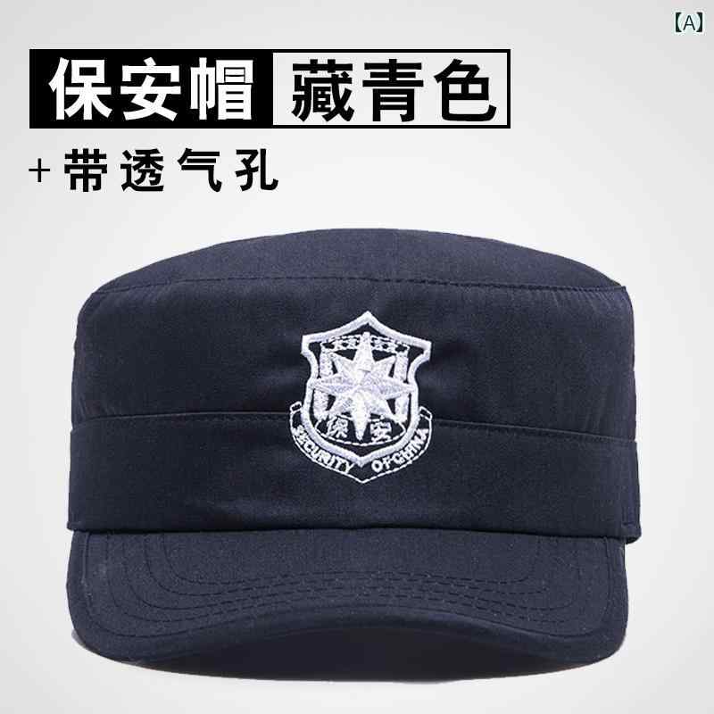 メンズ　帽子　キャップ 春秋冬 黒の セキュリティ キャップ 布 刺繍 エンブレムキャップ 作業着 デュ..