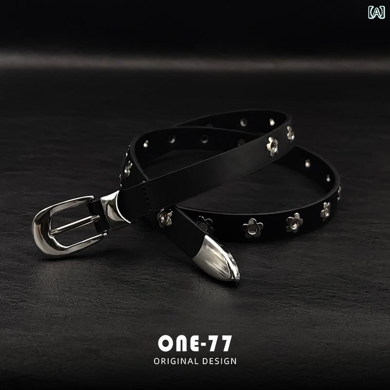 メンズ　ベルト　バックル 梅の花の 穴あき ピン バックル Y2K ベルト 男女兼用 2025年 アメリカン ス..