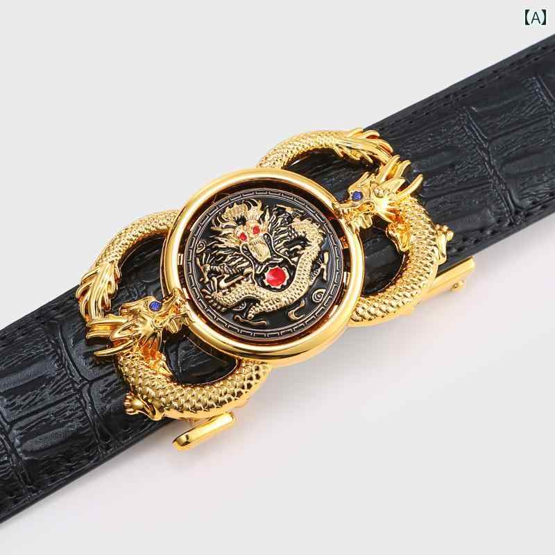 ベルト　レザー　メンズ Longshilai ランニング 自動 バックルレザーベルト メンズカジュアル ズボン ベルト 革 牛 ファッション