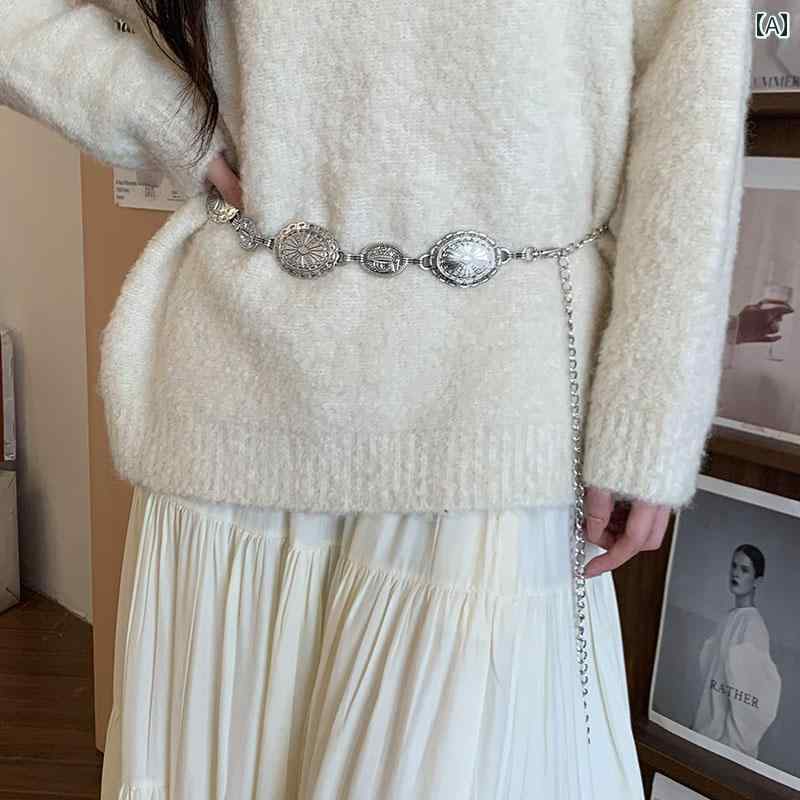 レディース　ベルト　チェーン ボヘミアン メタル バタフライ ベルト レディース 秋冬 スカート セータ..