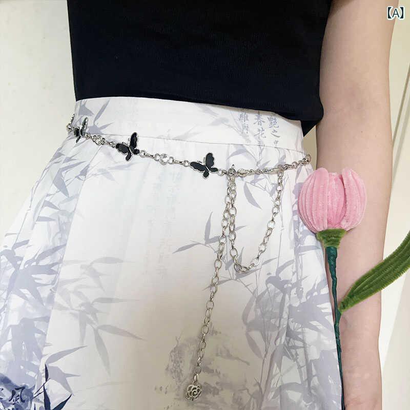 レディース　ベルト　チェーン チャイナ風 蝶の ウエスト チェーンと ドレス シャツ ベルト 女性用 2024夏の エレガントな の