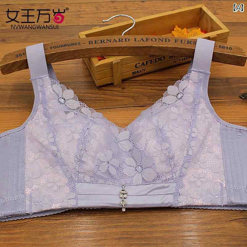 ブラ　レース　下着 女王 万歳 スポンジと スチール リングなしの レース ブラ 薄型 スタイル 大きいサ..