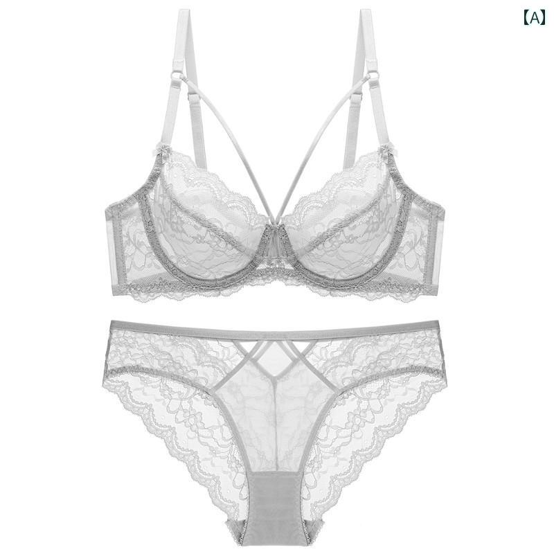 ブラ　レース　下着 大きいサイズ レース 透明 通気性 下着 スポンジなし 大きい 胸 小さめ レディース..