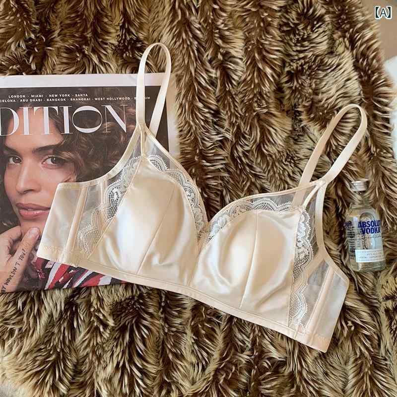 下着　レース　レディース 胸が 大きくて 小さい レディース サテンの レトロ レースの 下着。 桑の 絹..