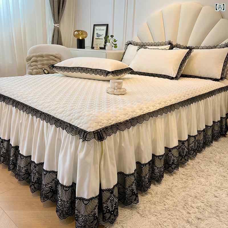 ベッド　カバー　 2025年 フレンチレース ベッド スカート シングル カバー シーツ ユニバーサル オール シーズン 対応 エプロン 付き