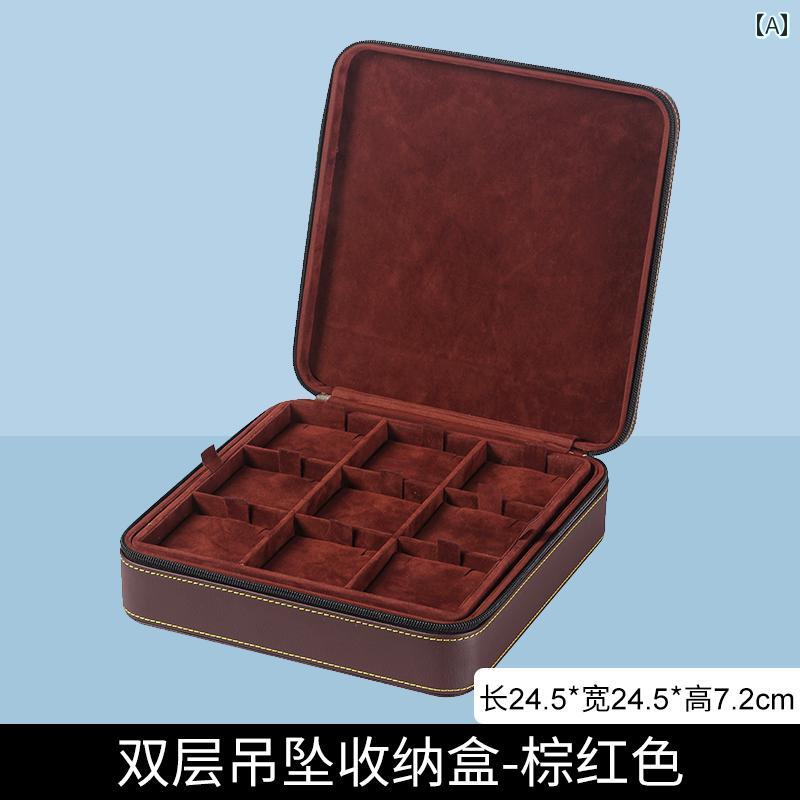 ケース　革　収納 ジュエリーボックス 収納 ボックス 高級 精巧 レトロ 二 層 PU レザー ベルベット ジ..