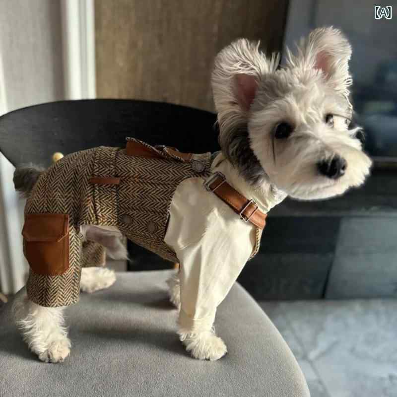 ハーネス　犬用　リード ペットと 犬の 秋冬 オーバー オールの スウェットシャツ シュナウザー テディ ポメラニアン ビションフリーゼ フレンチブルドッグ