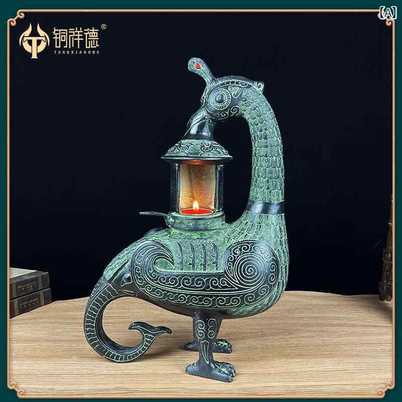 アンティーク 雑貨 飾り レトロ 青銅製 装飾品 鳳凰 鳥 ランプ 銅 リビング ルームの 装飾 アンティーク 漢方 ウェディング 小道具 ギフト