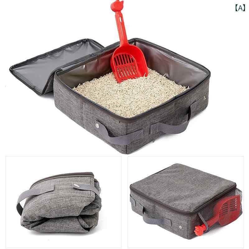 猫 トイレ ボックス 防水 モバイル 猫 トイレ 折りたたみ 式 オックスフォード 布 ポータブル 猫用 ボ..