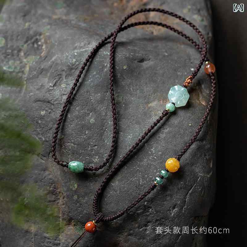 ペンダント ネックレス アクセサリー 高級 手編み ロープ 多 宝 ペンダント 女性用 和田 翡翠 蜜蝋 ネ..